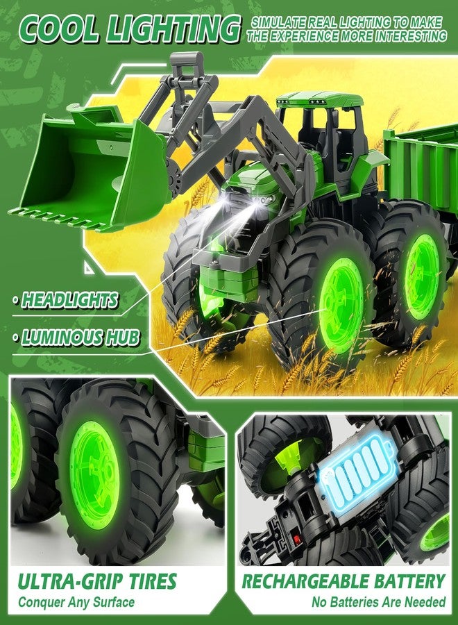 BAYSING Remote Control Tractor Toy, Kids RC Tractor Set with Truck & Trailer and Light/Loading/8 Wheel, 2.4 Ghz RC Farm Vehicle Toys, Animal Farm Kids Toy for 3 4 5 6 7 8 9 Year Old Boys Girls Birthday Gift - Image 4